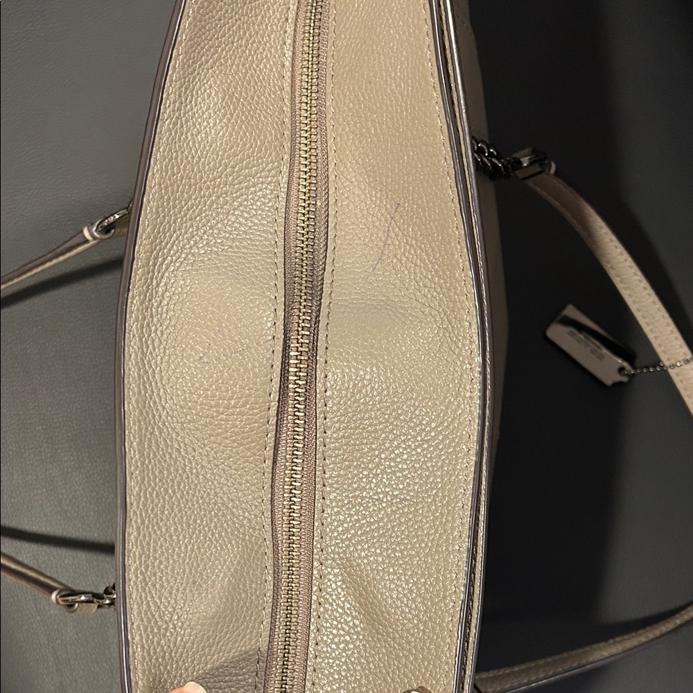 Coach Gray Leather Tote with Chain Handles EUC - Picture 11 of 13